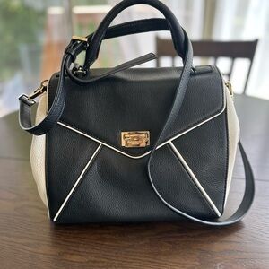 Kate Spade Black and White Satchel with Gold Clasp